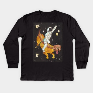 Hotdog space rodeo Kids Long Sleeve T-Shirt